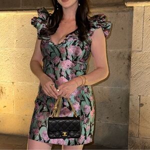 Free People Pink and Green Floral Mini Dress